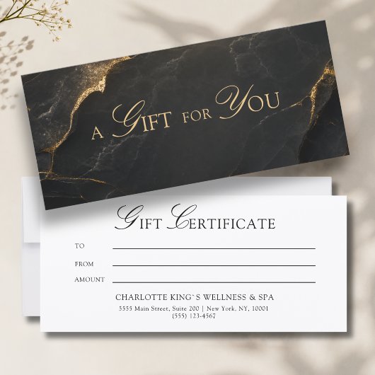Carte Un Cadeau Pour Vous ! Marbre Noir Doré