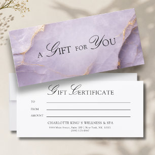 Carte Un Cadeau Pour Vous ! Marbre Violet Or