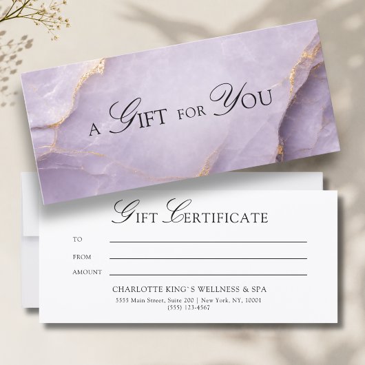 Carte Un Cadeau Pour Vous ! Marbre Violet Or