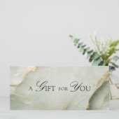 Carte Un Cadeau Pour Vous ! Vert Sage Marbre Doré (Debout devant)