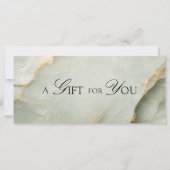 Carte Un Cadeau Pour Vous ! Vert Sage Marbre Doré (Devant)