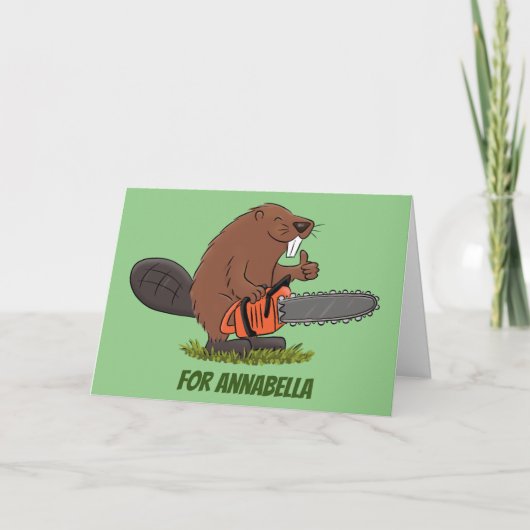Carte Un castor amusant avec un humour de dessin animé d (Devant)