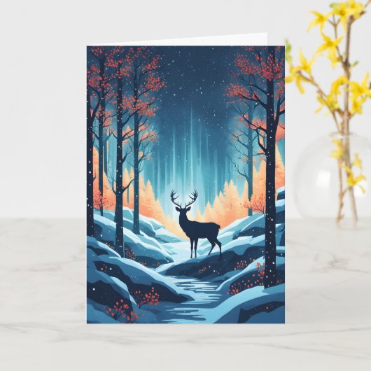 Carte Un cerf dans une forêt d'Imaginaires (Fleur jaune)