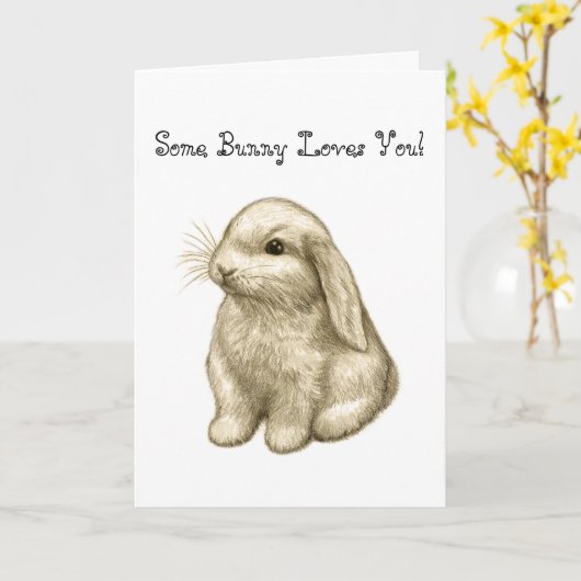 Carte Un certain lapin vous aime ! (Fleur jaune)