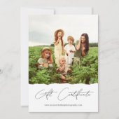 Carte Un certificat cadeau photo | Chèque-cadeau (Devant)