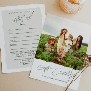 Carte Un certificat cadeau photo Chèque-cadeau