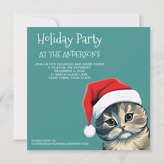 Carte Un chat de Noël écossais dans un chapeau de Père N (Dos)