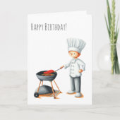 Carte Un chef illustré fait un barbecue Anniversaire (Devant)