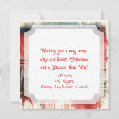 Carte Un Cheval Brown Festif et une grange d'hiver Noël (Dos)