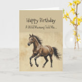 Carte Un Cheval Mustang Personnalité Anniversaire (Fleur jaune)