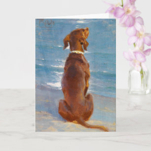 Carte Un chien brun assis par P.S. Kroyer