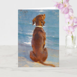 Carte Un chien brun assis par P.S. Kroyer