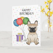 Carte Un chien de taureau français, un joyeux anniversai (Fleur jaune)