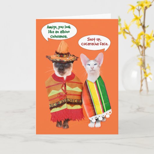 Carte Un Cinco De Mayo des chats excentriques (Fleur jaune)