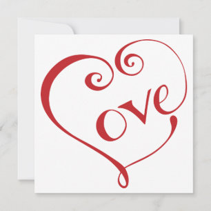 Carte Un coeur fait d'amour en Carré rouge