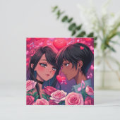 Carte Un couple LGBT Anime Personnalisé Saint Valentin (Debout devant)