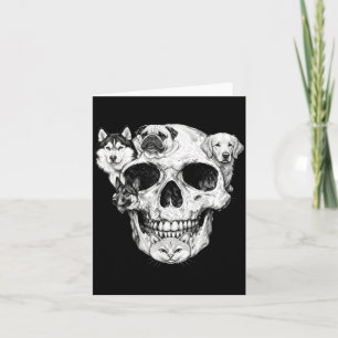 Carte Un crâne mais chats chiens squelette Halloween chi