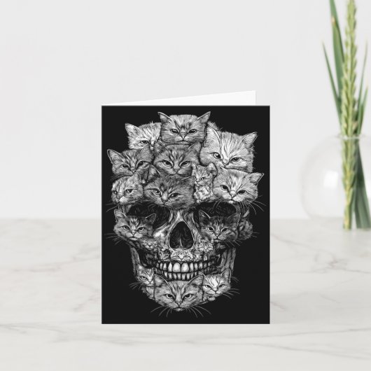 Carte Un crâne mais Kitty squelette de chat Halloween ch (Devant)