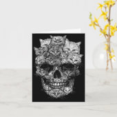 Carte Un crâne mais Kitty squelette de chat Halloween ch (Fleur jaune)