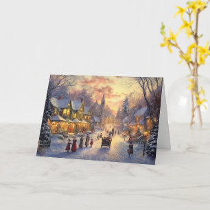 Carte Un crépuscule dans le village de Noël