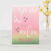 Carte Un dans un anniversaire personnalisé par pastèque (Fleur jaune)