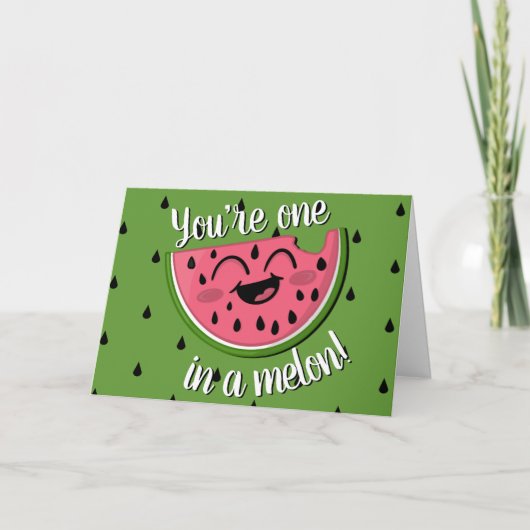 Carte Un dans un Melon Cute Watermelon Green Anniversair (Devant)