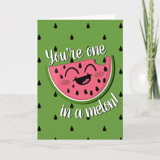 Carte Un dans un Melon Cute Watermelon Green Anniversair (Devant)