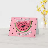 Carte Un dans un Melon Cute Watermelon rose Anniversaire (Fleur jaune)