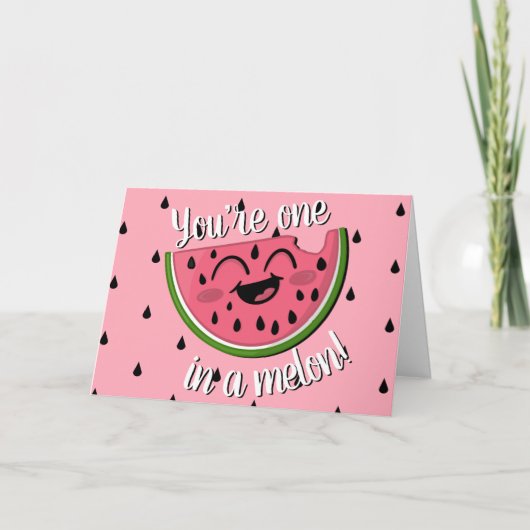 Carte Un dans un Melon Cute Watermelon rose Anniversaire (Devant)