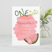 Carte Un dans un Melon Watermelon Thème Aquarelle rose (Debout devant)