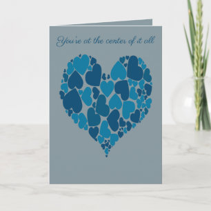 Carte Un design romantique de cœur pastel bleu