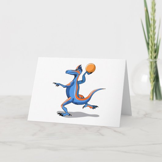 Carte Un Dessin Iguanodon Jouant Au Basket-Ball. (Devant)