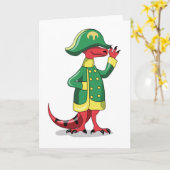 Carte Un Dessin Tyrannosaur Rex Habillé Comme Napoléon. (Fleur jaune)