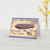 Carte Un Dirigeable de Noël à l'ancienne (Fleur jaune)