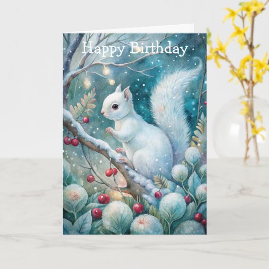 Carte Un écureuil blanc (Fleur jaune)