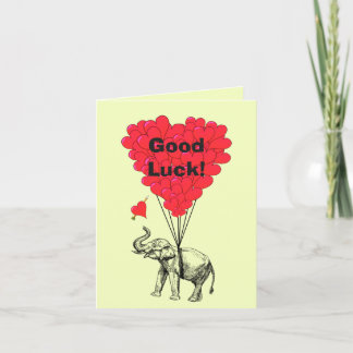 Carte Un éléphant drôle et bonne chance de coeur