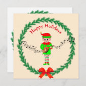 Carte Un elfe de Noël mignon à la mandoline (Devant / Derrière)