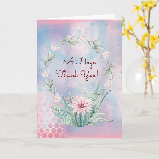 Carte Un énorme cactus d'aquarelle Merci (Fleur jaune)