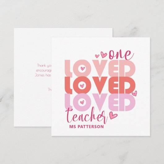 Carte Un enseignant d'amour rose moderne Nom personnalis (Devant / Derrière)