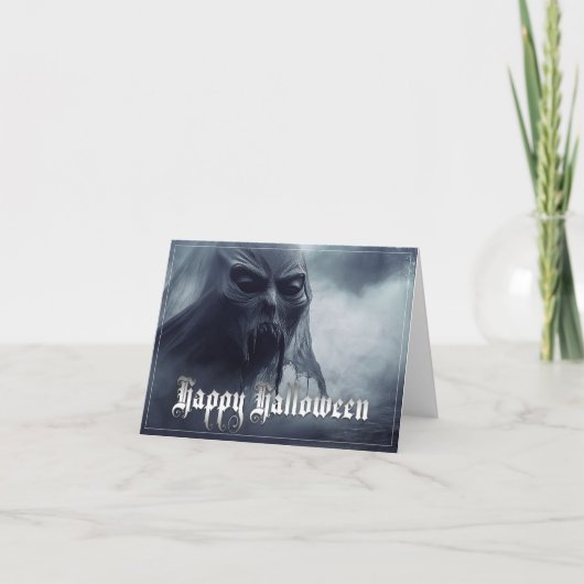 Carte Un fantôme noir dans un paysage désarmé - Hallowee (Devant)