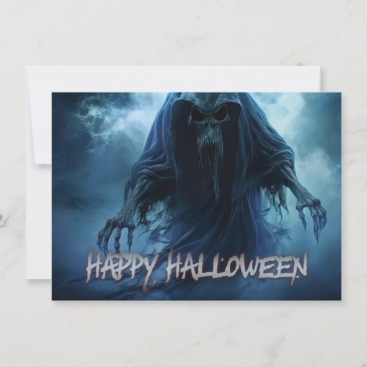 Carte Un fantôme noir dans un paysage désarmé - Hallowee (Devant)