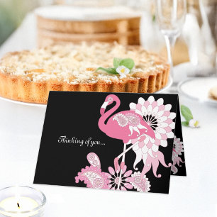 Carte Un Flamant rose rose noir moderne qui vous croit