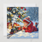 Carte Un garçon et son train de Noël (Devant)