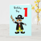 Carte Un garçon pirate de 1 an (Fleur jaune)