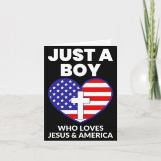 Carte Un garçon qui aime Jésus et l'Amérique patriotique
