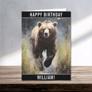 Carte Un Grizzly Bear Joyeux Anniversaire Nom