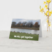 CARTE UN GROUPE IMMENSE DE GEESE DIT HEUREUX ANNIVERSAIR (Fleur jaune)