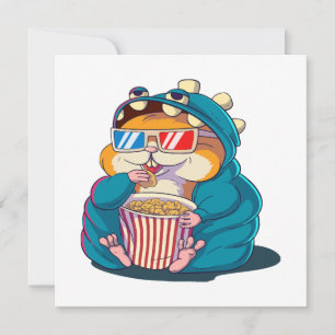 Carte Un hamster drôle portant des lunettes mange du pop