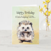Carte Un Hérisson Personnalité Anniversaire Animaux Amus (Fleur jaune)
