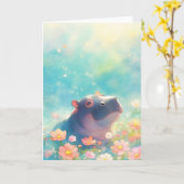 Carte Un hippopotame en fleurs (Fleur jaune)